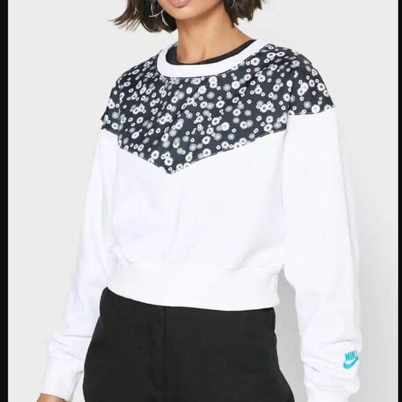 Nike Heritage Crew Floral Sweatshirt Size L - Picture 1 of 10